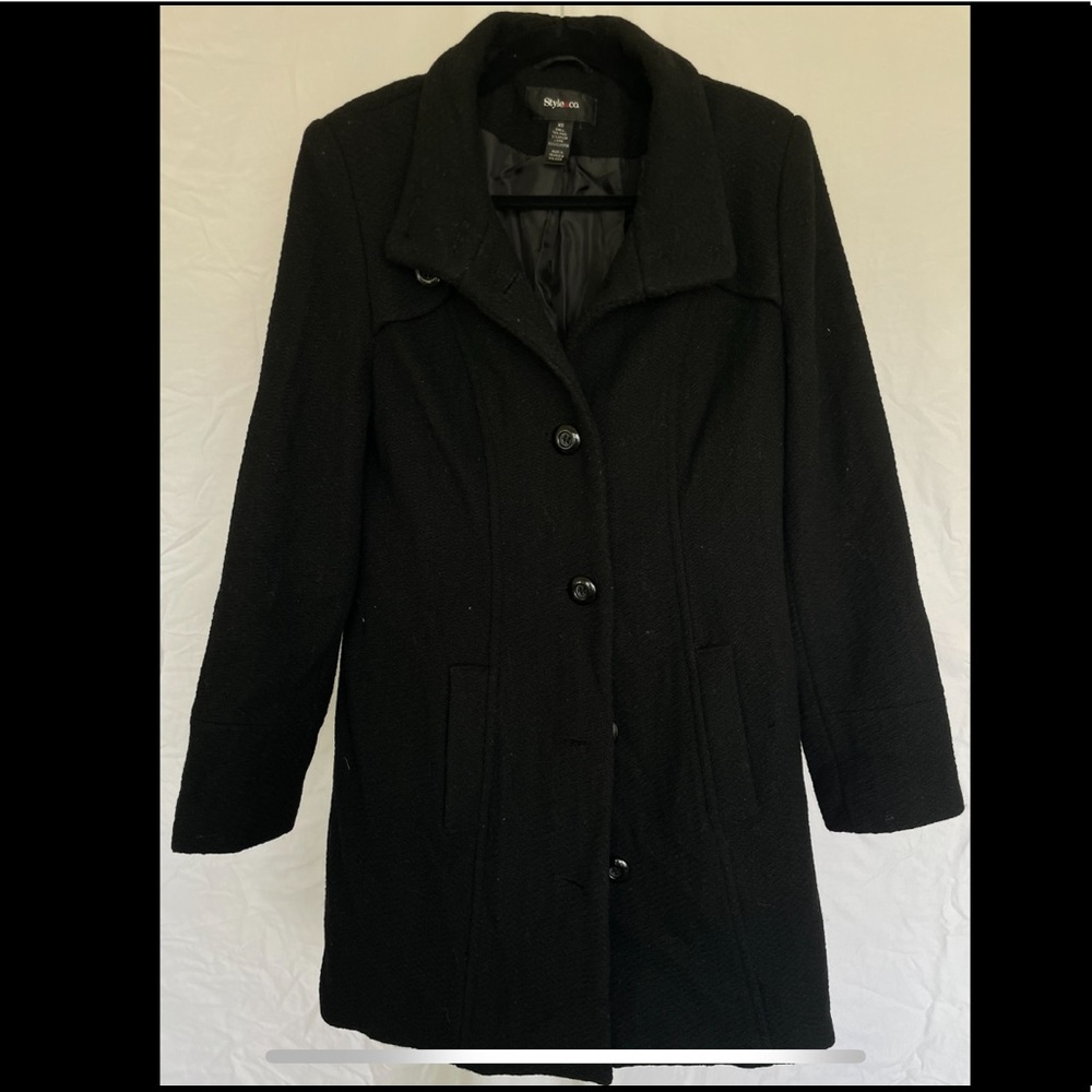 Style & Co Black Wool Pea Coat